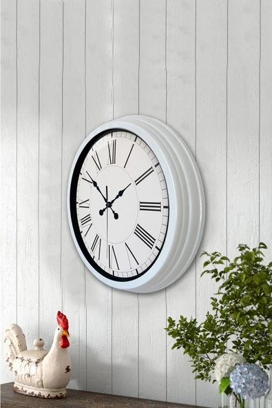 Kasva Concept 40 Cm Beyaz Metal Roma Klasik Duvar Saati - 3