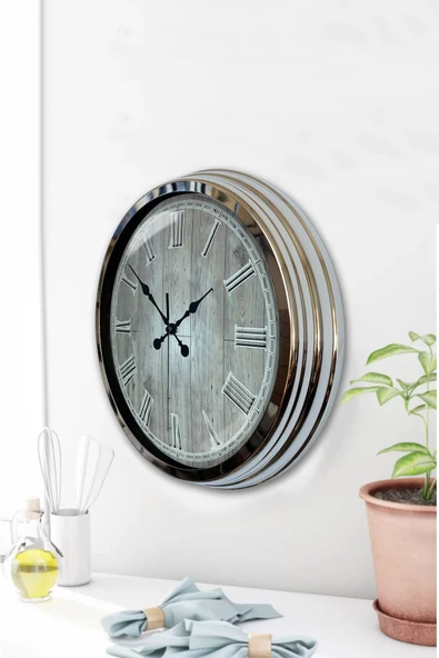Kasva Concept 40 Cm Krom Metal The Wall Duvar Saati - 3