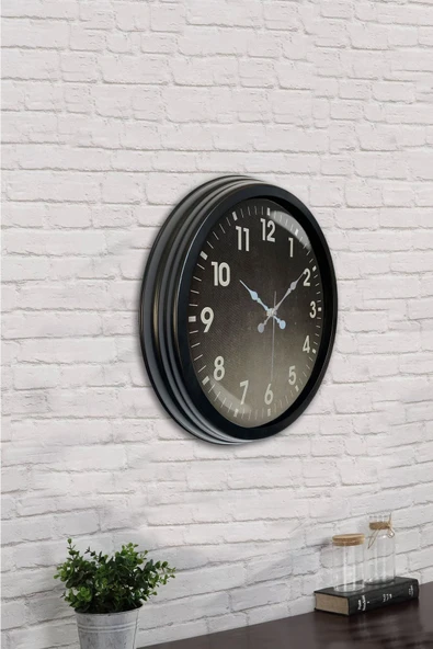 Kasva Concept 40 Cm Siyah Metal Kahverengi Duvar Saati - 4