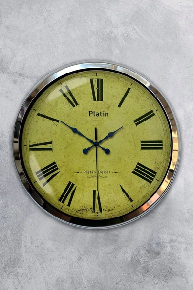 Kasva Concept 40 Cm Krom Metal Roma Rakamlı Duvar Saati