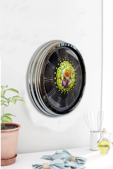 Kasva Concept Hediyelik 40 Cm Krom Metal Mutfak Duvar Saati - 4