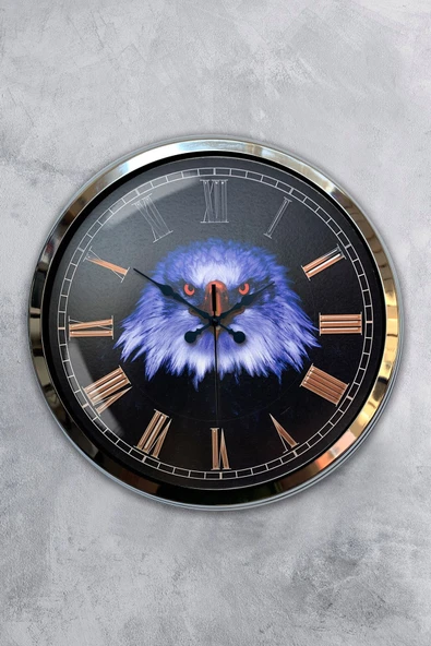 Kasva Concept Hediyelik 40 Cm Krom Metal Kartal Duvar Saati