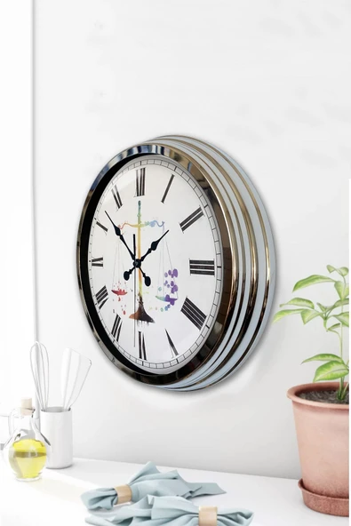Kasva Concept 40 Cm Krom Metal Adalet Duvar Saati Hediyelik - 3