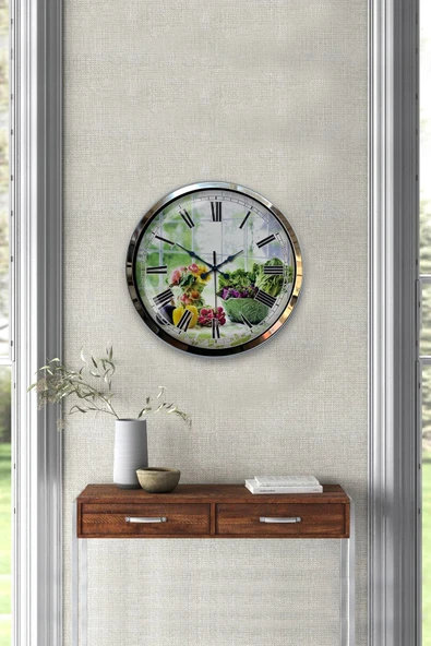 Kasva Concept Hediyelik 40 Cm Krom Metal Mutfak Duvar Saati - 2