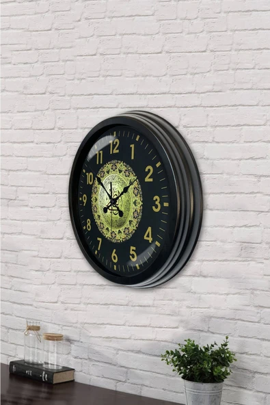 Kasva Concept Hediyelik 40 Cm Siyah Metal Ayetli Duvar Saati - 3