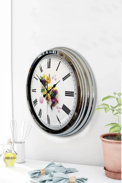 Kasva Concept Hediyelik 40 Cm Krom Metal Kitchen Duvar Saati - 3