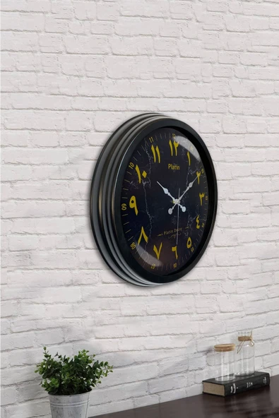 Kasva Concept Hediyelik 40 Cm Siyah Metal Arapça Duvar Saati - 2