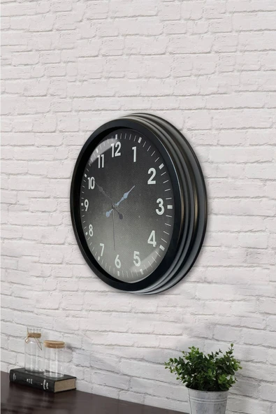 Kasva Concept 40 Cm Siyah Metal Kahverengi Duvar Saati - 3