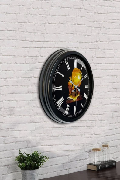 Kasva Concept 40 Cm Siyah Metal Kitap - Insan Duvar Saati - 2