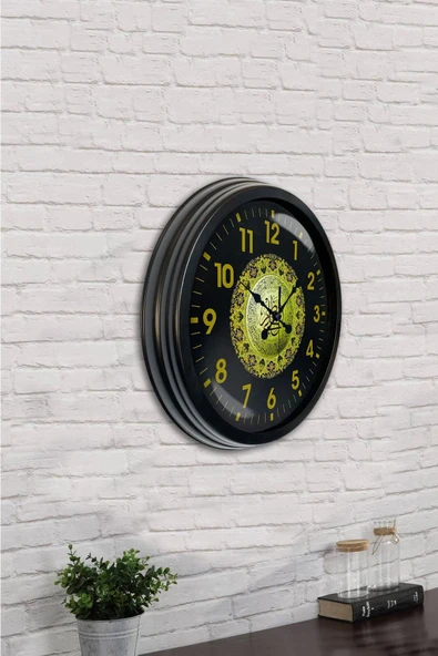 Kasva Concept Hediyelik 40 Cm Siyah Metal Ayetli Duvar Saati - 2