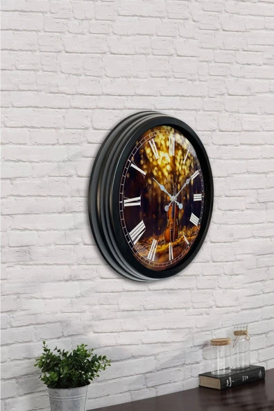 Kasva Concept 40 Cm Siyah Metal Ayetli Duvar Saati - 4