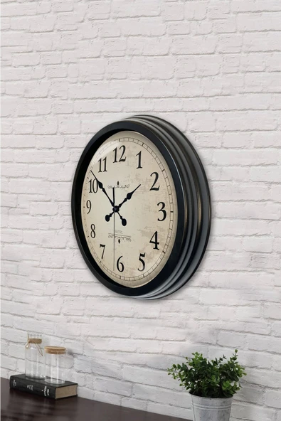 Kasva Concept 40 cm Siyah Metal Kabe Duvar Saati - 3