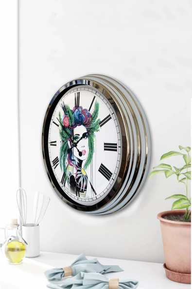 Kasva Concept Hediyelik 40 Cm Krom Metal Karakter Duvar Saati - 3