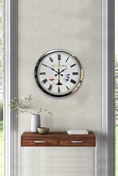 Kasva Concept 40 Cm Krom Metal Adalet Duvar Saati Hediyelik - 4