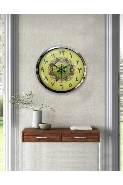 Kasva Concept 40 Cm Krom Metal Çini Deseni Duvar Saati - 1
