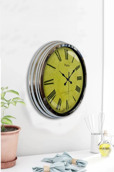 Kasva Concept 40 Cm Krom Metal Roma Rakamlı Duvar Saati - 4
