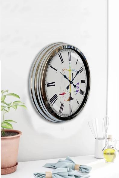 Kasva Concept 40 Cm Krom Metal Adalet Duvar Saati Hediyelik - 2