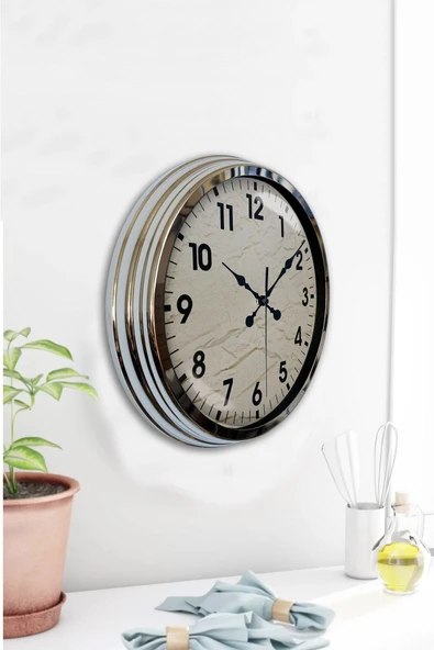 Kasva Concept Hediyelik 40 Cm Krom Metal Klasik Duvar Saati - 2