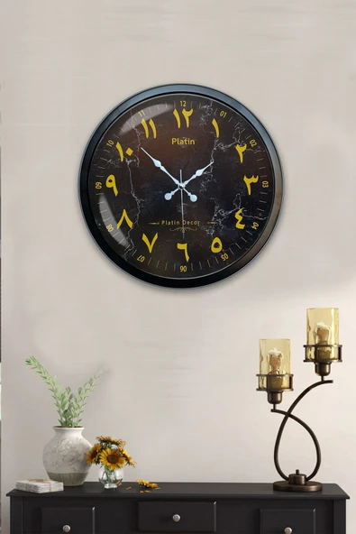 Kasva Concept Hediyelik 40 Cm Siyah Metal Arapça Duvar Saati - 4