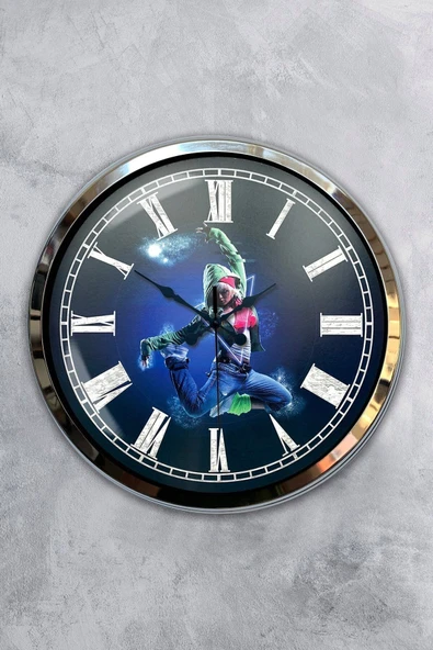 Kasva Concept Hediyelik Dekoratif 40 Cm Krom Metal Dans Duvar Saati