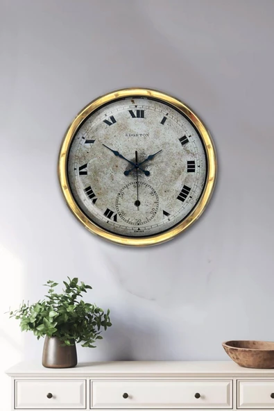 Kasva Concept Hediyelik Dekoratif Hediyelik 40 Cm Gold Metal Eskitme Duvar Saati - 4