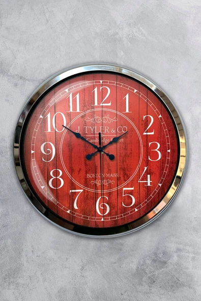 Kasva Concept Hediyelik Dekoratif 40 Cm Krom Metal Boston 2 Duvar Saati