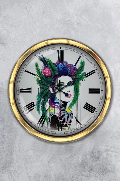 Kasva Concept 2022 40 Cm Gold Metal Karakter Duvar Saati Clock - 2