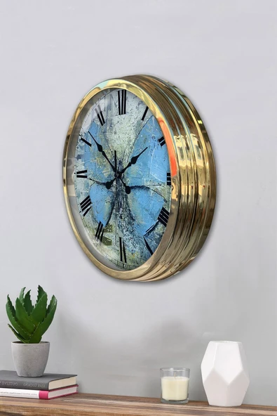 Platin Saat Hediyelik 40 Cm Gold Metal 1 Gün Duvar Saati - 3