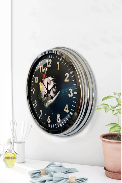 Kasva Concept Hediyelik Dekoratif 40 Cm Krom Metal Dekoratif Duvar Saati - 3