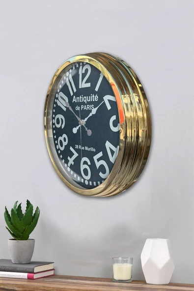 Platin Saat Hediyelik 40 Cm Gold Metal Antique Duvar Saati - 3