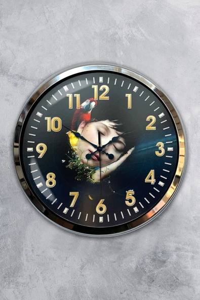 Kasva Concept Hediyelik Dekoratif 40 Cm Krom Metal Dekoratif Duvar Saati