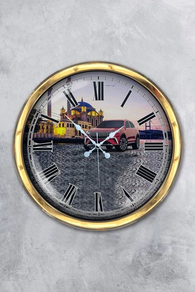 Platin Saat Hediyelik 40 Cm Gold Metal Home Araba Yerli Otomobil Duvar Saati Clock