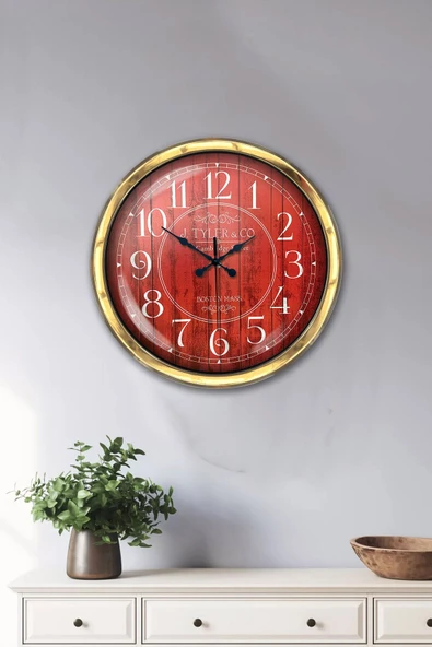 Platin Saat Hediyelik 40 Cm Gold Metal Boston 2 Duvar Saati - 2