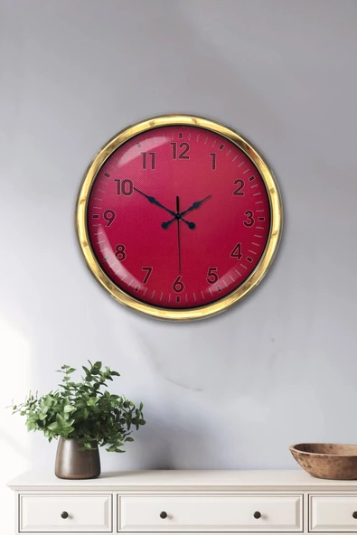 Platin Saat Hediyelik 40 Cm Gold Metal Pembe Duvar Saati - 2
