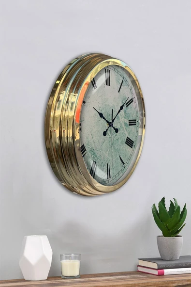 Platin Saat 40 Cm Gold Metal Roma Rakamlı Duvar Saati - 4