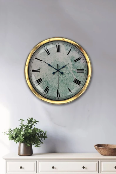 Platin Saat 40 Cm Gold Metal Roma Rakamlı Duvar Saati - 2