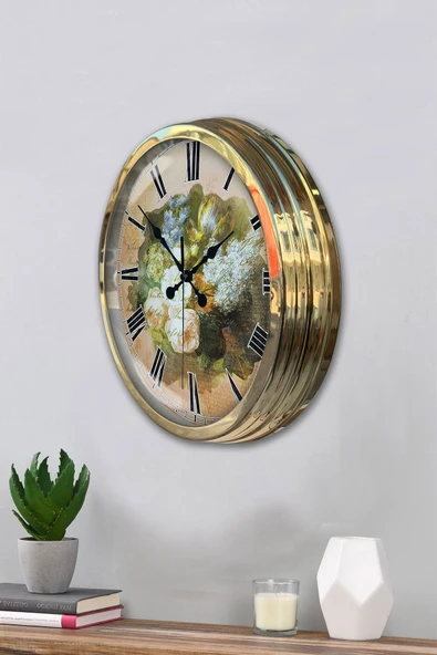Platin Saat Hediyelik 40 Cm Gold Metal Dekoratif Duvar Saati - 3