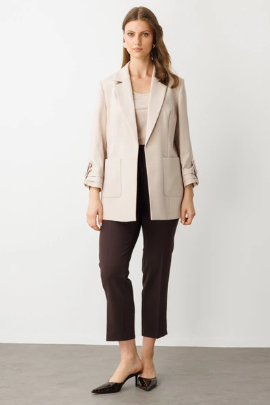 Ekol BB Oversize 3/4 Kol Kadın Ceket - Minimalist Tasarım - 4