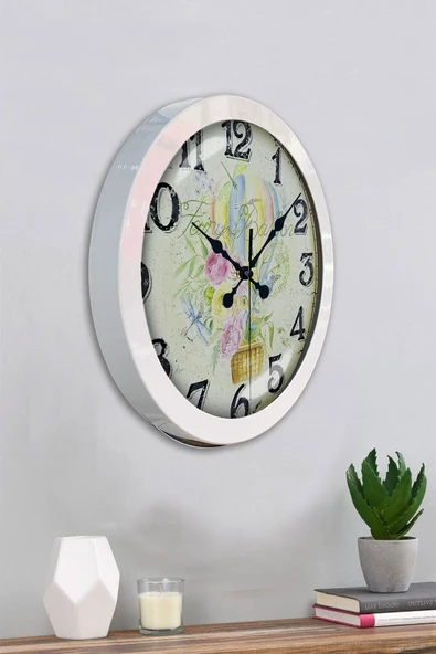 Platin Saat Hediyelik 36 Cm Beyaz Metal Balloon Duvar Saati - 4