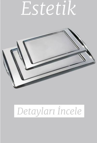 Nehir kuzey 2 li paslanmaz çelik tepsi çay ve kahve tepsisi - servis tepsisi 2 boy - 2
