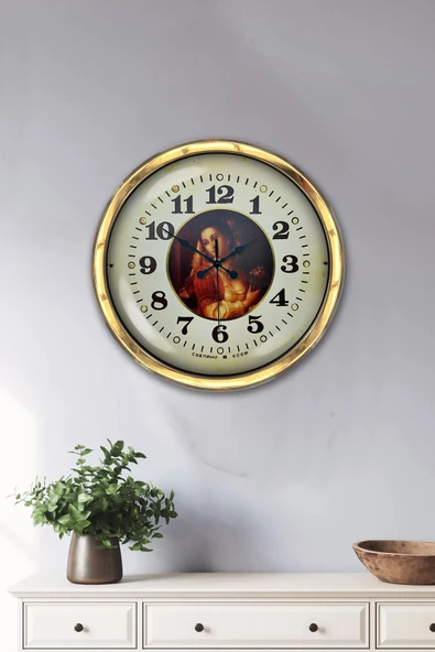 Platin Saat 40 Cm Gold Metal Tablo Kadın Duvar Saati - 2