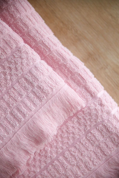 2’li Pamuklu Jakarlı Banyo Havlu Seti 90x150 Ve 50x90 Yumuşak Ve Emici - 3