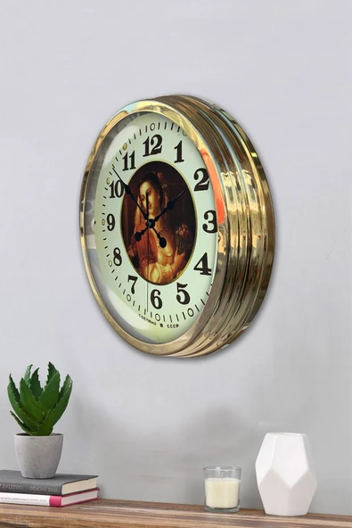 Platin Saat 40 Cm Gold Metal Tablo Kadın Duvar Saati - 3