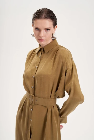 Prime Taşlanmış İpek Gömlek Uzun Elbise Terzi Dükkani - 7