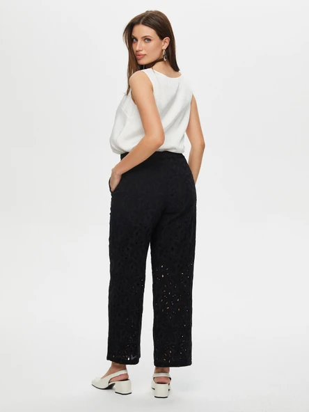 Kadın Wide Leg Fit Brode Nakış Detaylı Pantolon Faik Sönmez - Resim 11