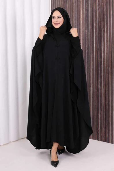 Kapüşonlu Ayrobin Pelerin 70021 Siyah ürün görseli