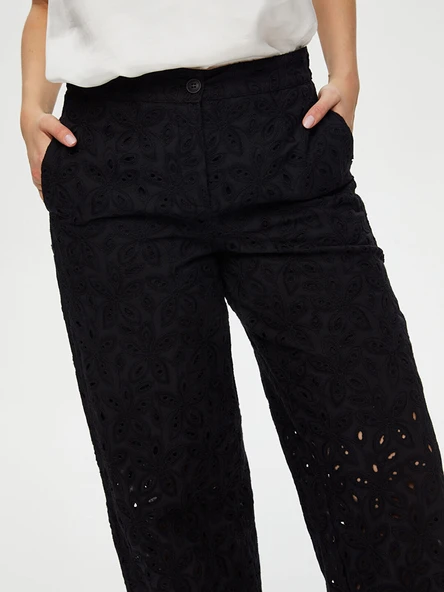 Kadın Wide Leg Fit Brode Nakış Detaylı Pantolon Faik Sönmez - 3
