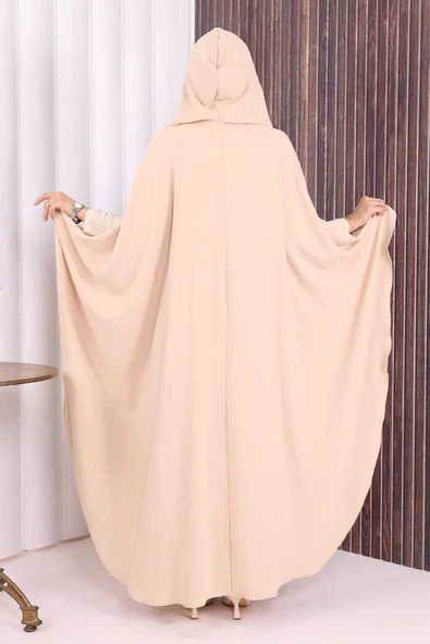 Kapüşonlu Ayrobin Pelerin 70021 Taş - Resim 4