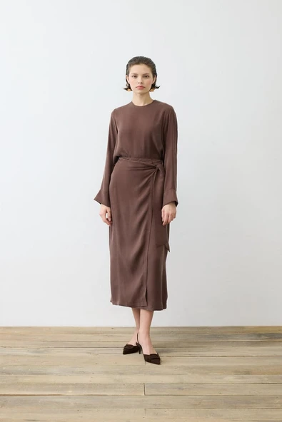 Prime Taşlanmış İpek Kruvaze Etek Takım Terzi Dükkani