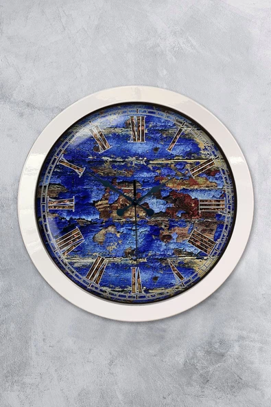 Platin Saat Hediyelik 36 Cm Beyaz Metal Antik Duvar Saati